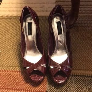 Red around 7 inch heels